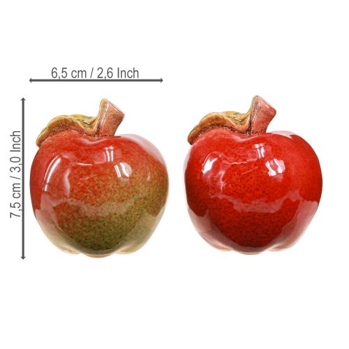 Artikel Deko Keramik Äpfel Tischdeko Herbst Rot Grün H7,5cm 4 St