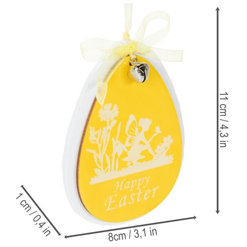 Artikel Deko-Ostereier zum Hängen Weiß, Gelb Holz Osterdeko Frühlingsdeko 6St