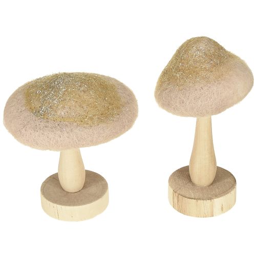 Artikel Deko Pilz Holz, Filz mit Glitter Tischdeko Advent H11cm 4St