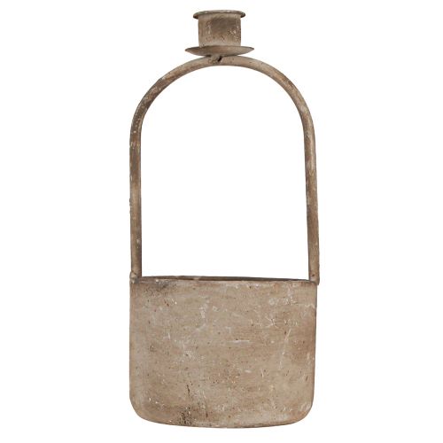 Artikel Deko Schale mit Kerzenhalter Antik Grau Rost Ø11cm H23,5cm