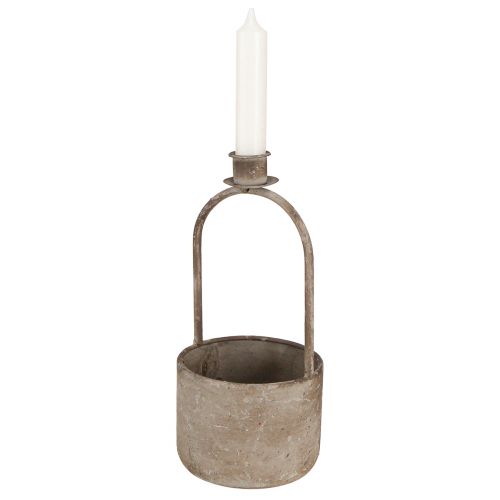 Artikel Deko Schale mit Kerzenhalter Antik Grau Rost Ø11cm H23,5cm