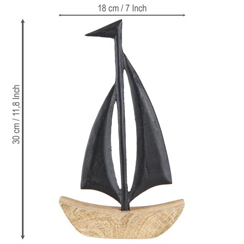 Artikel Deko Segelboot Holz Metall in Natur Schwarz H30,5cm