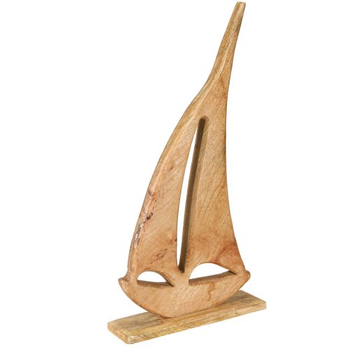 Deko Segelboot Holz auf Sockel Natur Maritim H57,5cm