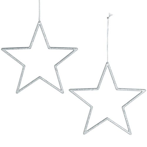 Artikel Deko Stern Silber Christbaumschmuck Glitter Ø12cm 12 St