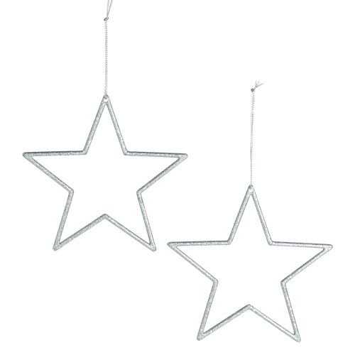 Artikel Deko Stern Silber Christbaumschmuck Glitter Ø12cm 12 St