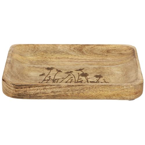 Artikel Deko Tablett Holz mit Blumenmuster Mangoholz 20×15,5cm