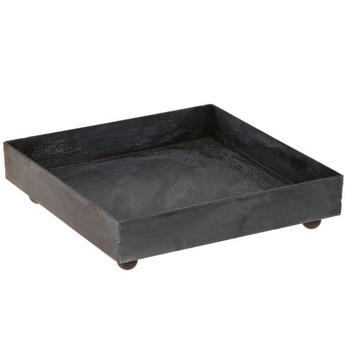 Artikel Deko Tablett Metall Schwarz Grau gewaschen 15×15cm 2St