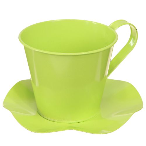 Artikel Deko Teetasse Metall mit Teller Hellgrün Ø12 H10cm 8 St