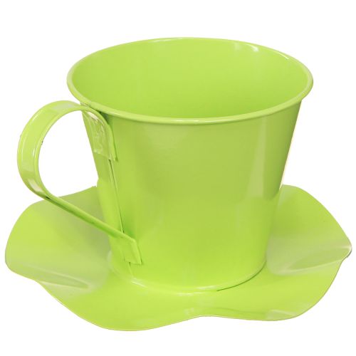 Artikel Deko Teetasse Metall mit Teller Hellgrün Ø12 H10cm 8 St