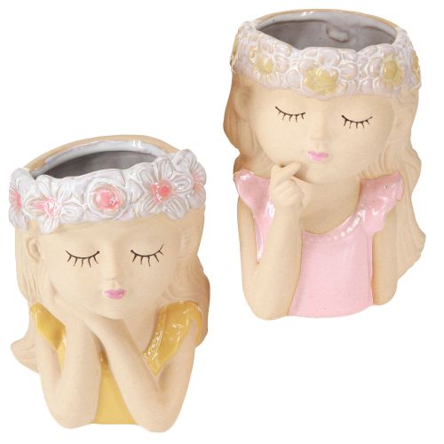 Deko Vase Keramik Übertopf Mädchen Ø7,5cm H16cm 2St