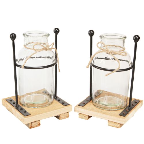 Artikel Deko Vasen Flaschenvase Glas auf Sockel 12×12×20cm 4St