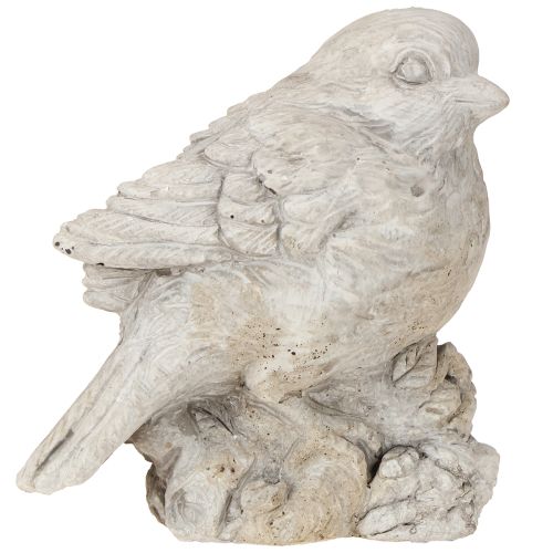 Floristik24 Deko Vogel Figur Spatz Steinguss Weiß gewaschen H12,5cm