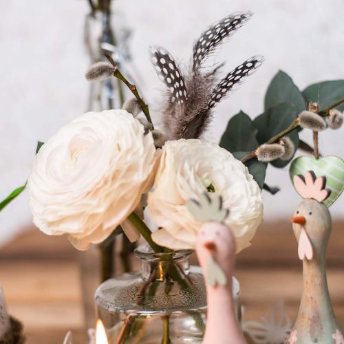 Floristik24 Deko Federn gepunktet am Stab Echte Perlhuhnfedern 4-8cm 24 St