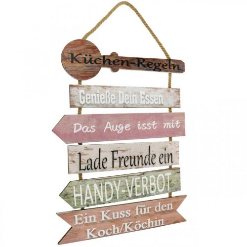 Artikel Deko Schild Holz „Küchenregeln“ Wanddeko Küche 38×49cm