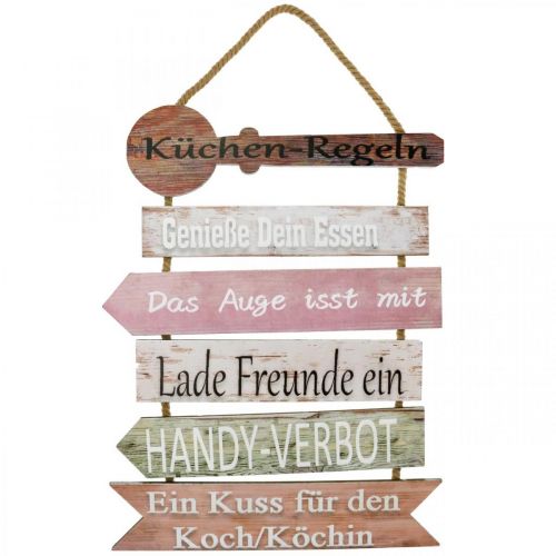 Deko Schild Holz „Küchenregeln“ Wanddeko Küche 38×49cm