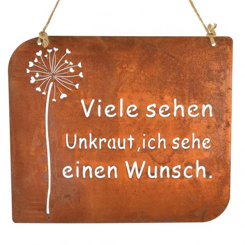Deko Schild Metall mit Spruch Rost Pusteblume 35×30cm