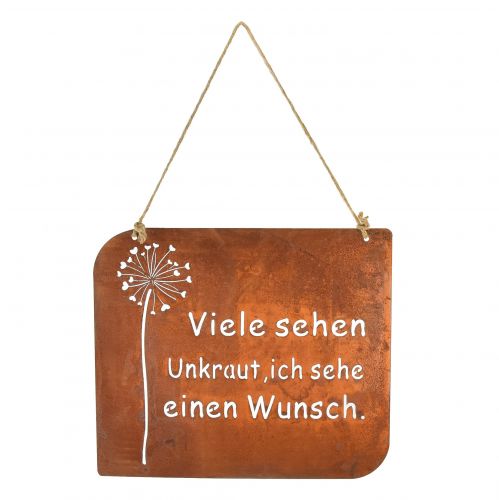 Artikel Deko Schild Metall mit Spruch Rost Pusteblume 35×30cm
