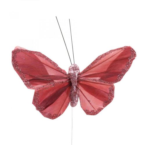 Artikel Deko-Schmetterling am Draht Federschmetterling Rosa 10×6cm 12St