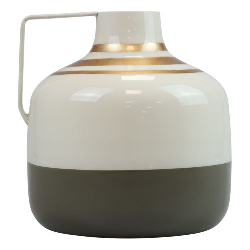 Artikel Deko Vase Metall Henkel Creme/Grau/Gold Ø16cm H17cm