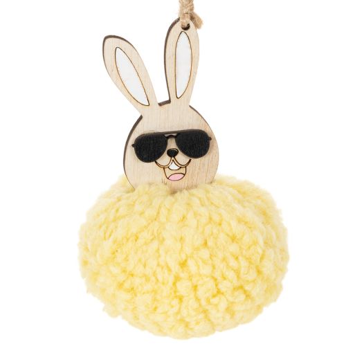 Hasen Ostern Deko zum Hängen Puschelhase Gelb Ø7cm 6St