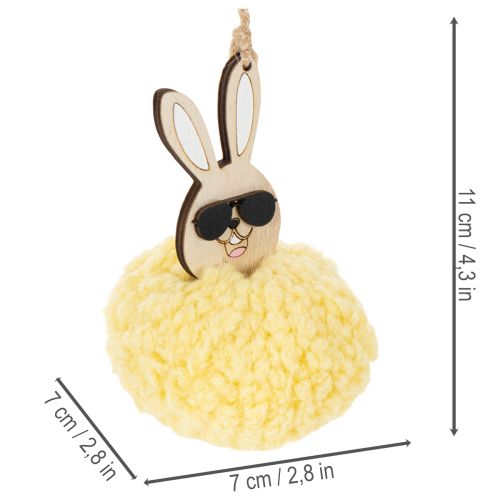 Artikel Hasen Ostern Deko zum Hängen Puschelhase Gelb Ø7cm 6St