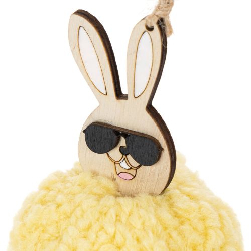 Artikel Hasen Ostern Deko zum Hängen Puschelhase Gelb Ø7cm 6St