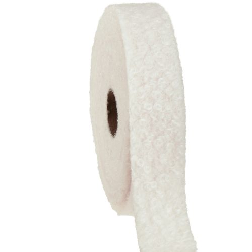 Dekoband Creme Breites Band Wolloptik Stoffband 40mm 8m
