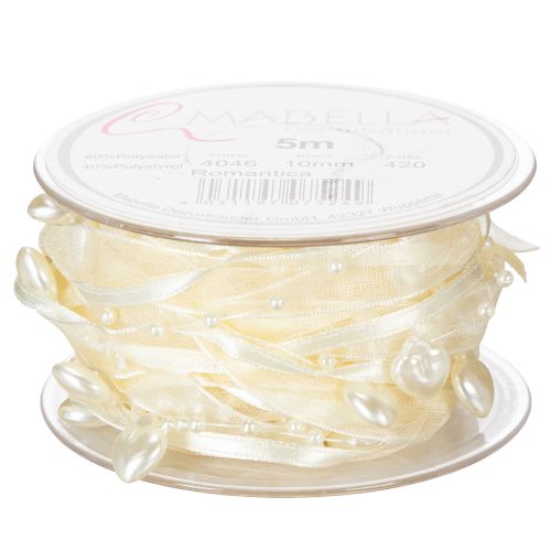 Dekoband Creme Herzen Perlen Hochzeitsdeko 10mm 5m | Floristik24.de