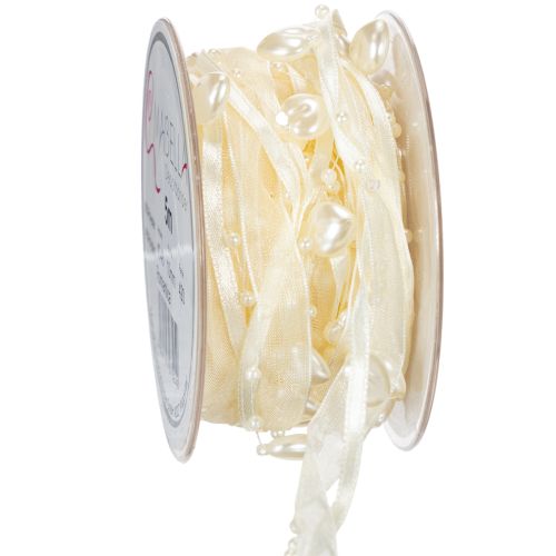 Dekoband Creme Herzen Perlen Hochzeitsdeko 10mm 5m