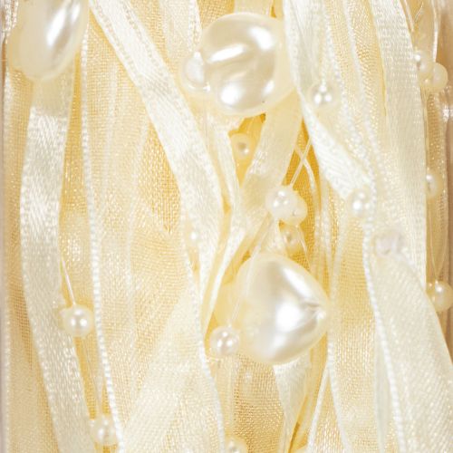 Dekoband Creme Herzen Perlen Hochzeitsdeko 10mm 5m | Floristik24.de
