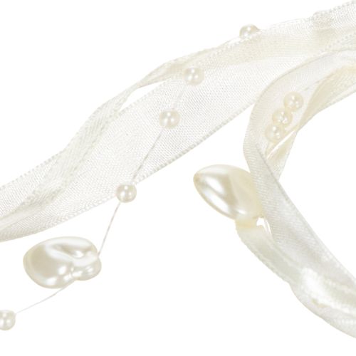 Dekoband Creme Herzen Perlen Hochzeitsdeko 10mm 5m | Floristik24.de