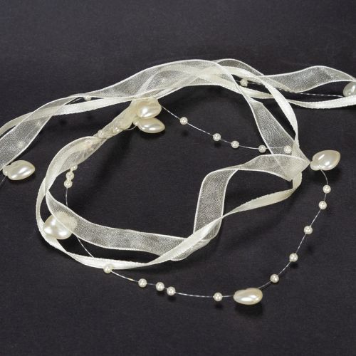 Dekoband Creme Herzen Perlen Hochzeitsdeko 10mm 5m | Floristik24.de