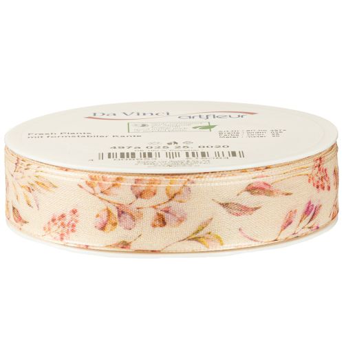 Artikel Dekoband Herbst Deko Stoffband Beige Altrosa 25mm 20m