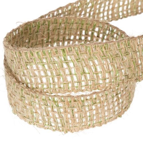 Dekoband Jute Grün, Natur 25mm Juteband zum Dekorieren 10m | Floristik24.de