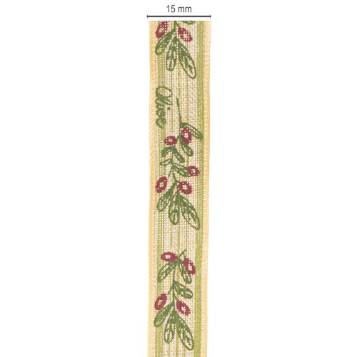 Artikel Geschenkband Olivenzweig mit eleganten Zweigen und Oliven 1,5cm 15m