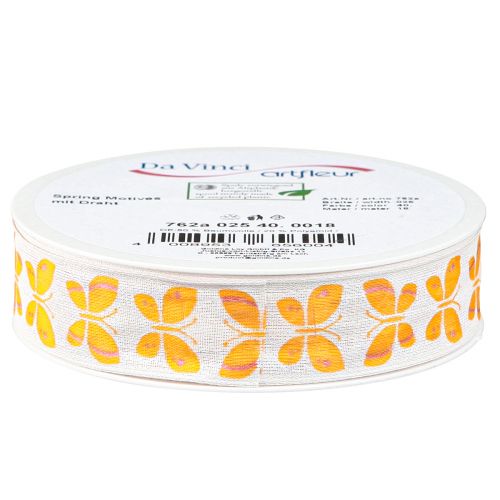 Artikel Dekoband Schmetterlinge Orange Drahtkante 25mm 18m