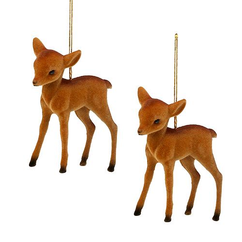 Floristik24 Dekofigur Rentier Junges Braun 7,5cm beflockt 2 St
