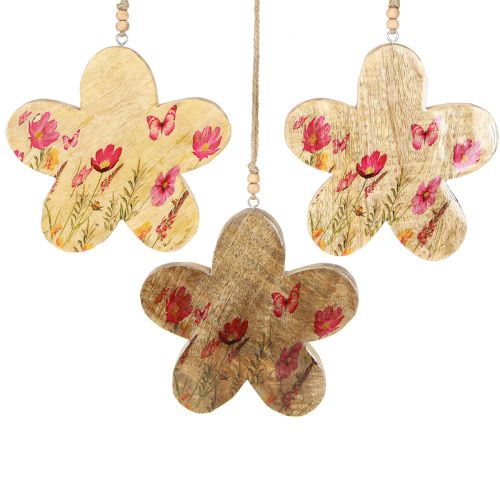 Artikel Dekohänger Holz Blumen Frühling Natur Pink 16cm 3St
