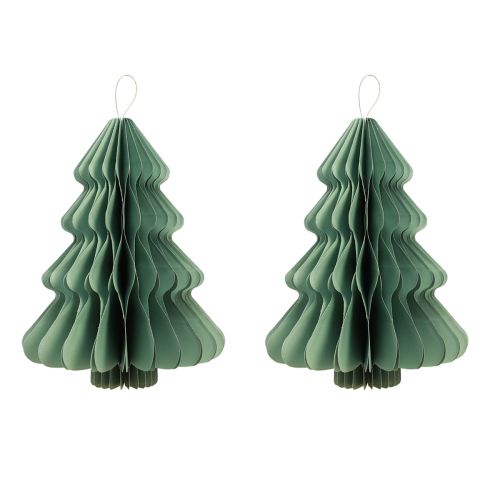 Artikel Dekohänger Papier Baum Weihnachten Mint Silber H40cm 2St