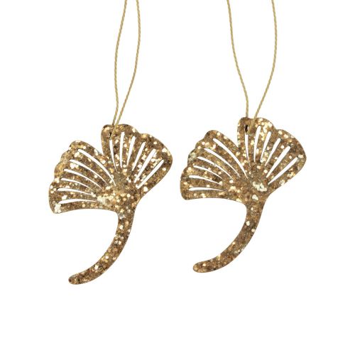 Floristik24 Dekohänger Holz Gingko Deko Gingkoblatt Gold 5x6,5cm 12St