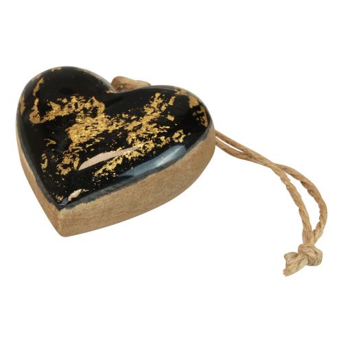 Artikel Dekohänger Holz Holzherzen Deko Natur Schwarz Gold 6cm 8 St