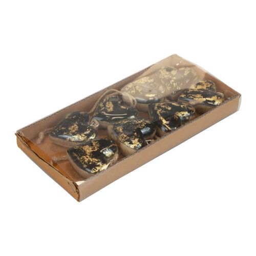 Artikel Dekohänger Holz Holzherzen Deko Natur Schwarz Gold 6cm 8 St