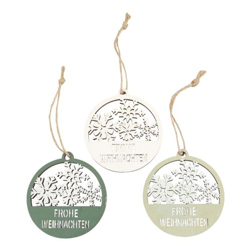 Dekohänger Weihnachten Holz Frohe Weihnachten Ø8,5cm 9St