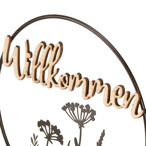 Artikel Dekoring mit Fuß Willkommen Schwarz Natur Ø20cm 2St