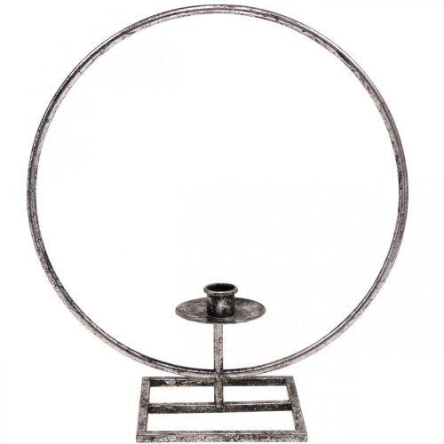 Artikel Dekoring Metall Stabkerzenhalter Silbern Shabby Chic Ø32cm