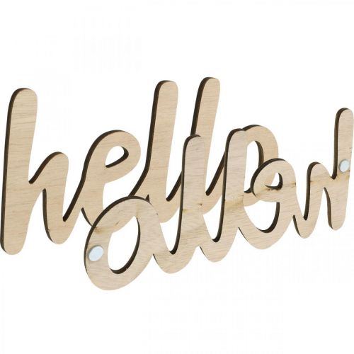 Artikel Holzdeko Blumen „Hello“ Natur Dekoschild mit Magnet 18/19,5cm 6St