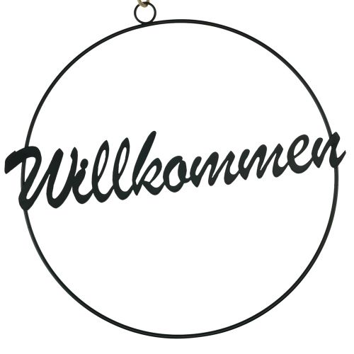 Artikel Dekoring Metall Willkommen Hängedeko Schwarz Ø23cm 3 St