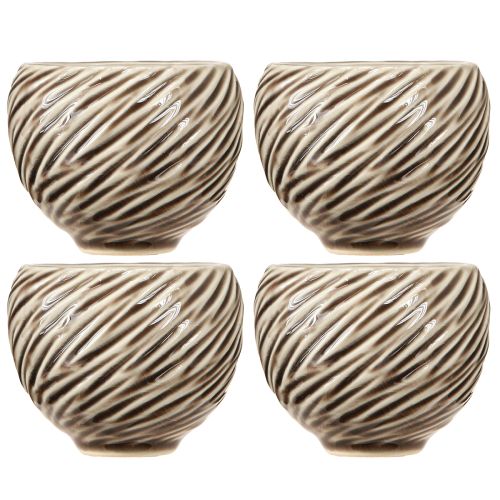 Artikel Dekoschale Keramik Spiral Dekor Beige Braun Ø9cm 4St