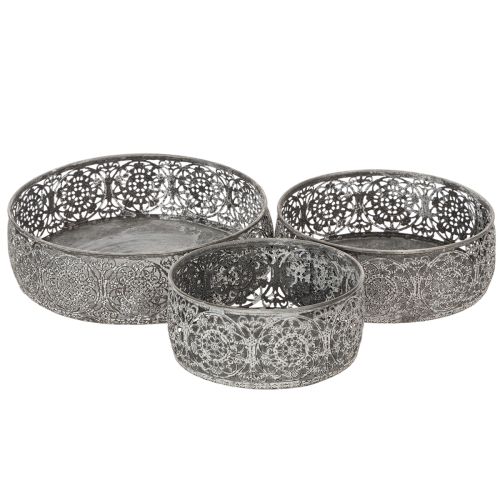 Artikel Dekoschale Metall Grau Weiß Muster Ø16/19,5/23,5cm 3er-Set