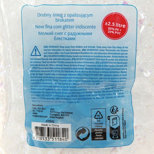 Artikel Dekoschnee Feiner Schnee Weiß Schneeflocken Irisierend 2,5L×2St